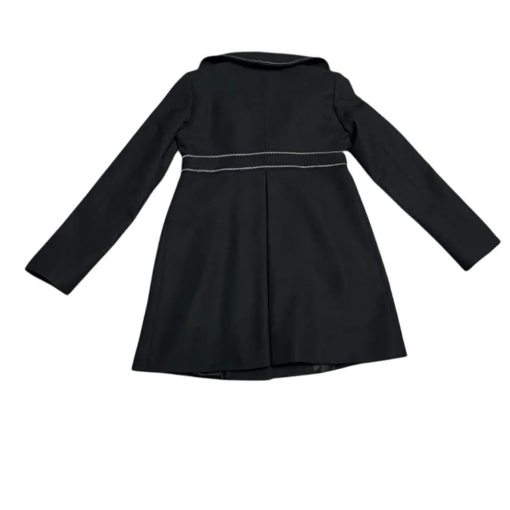 🔥 SMYTHE women’s luxury black & white stitched wool pointed collar pea coat sz 6